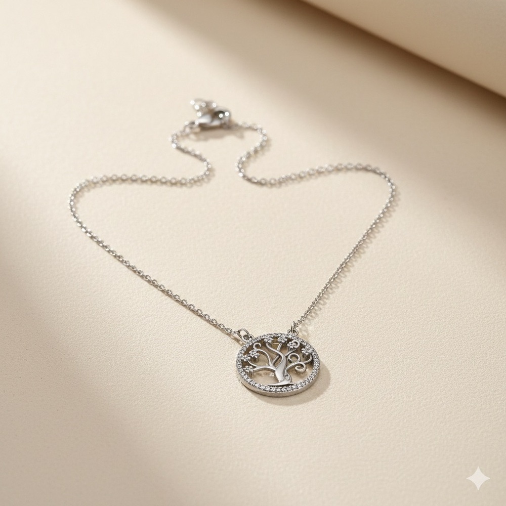 Elegant Silver Tree 925 sterling silver Pendant Necklace